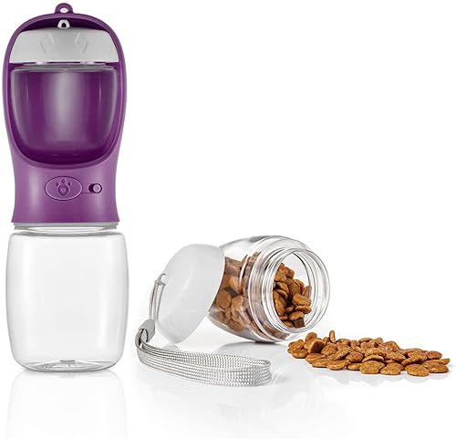 Miniatura 8 de WePet Botella de agua portátil para perros con contenedor de alimentos, 19 onzas + 6 onzas, dispensador de agua para cachorros a prueba de fugas con