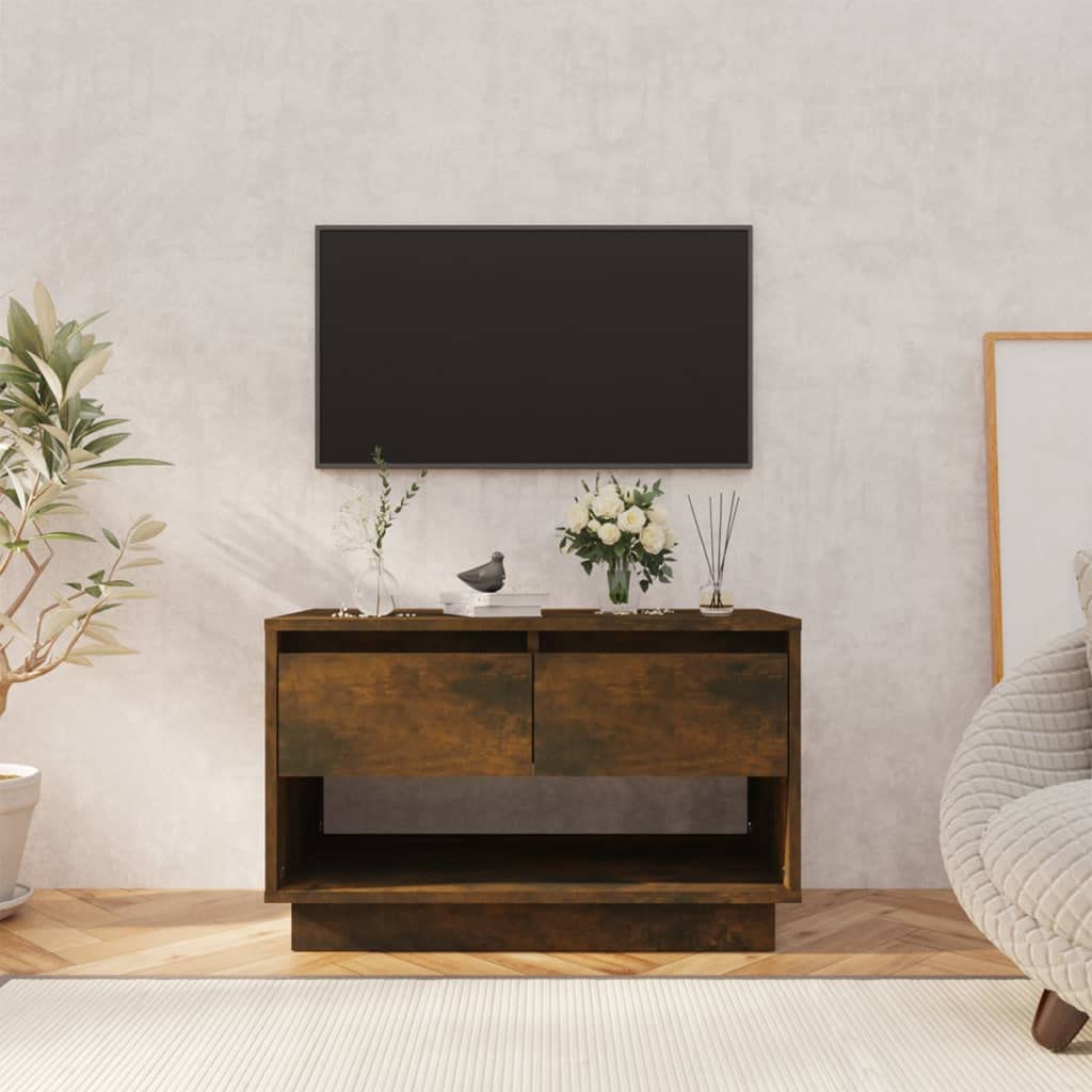 Générique Chene Fume szafka pod telewizor 70x41x44 cm Drewno Ingenierie | 2 szuflady, 1 otwarta komora, przechowywanie DVD i konsoli, łatwe czyszczenie