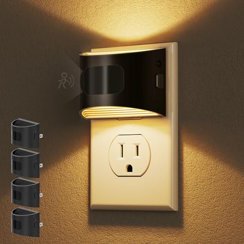 Image of DORESshop LED Night Light[4 Pack], Night Lights Plug into Wall, 3 Mode Plug in Night Light with Motion Sensor, Dusk to Dawn Sensor, Nightlights for Adults, Bedroom, Bathroom, Hallway