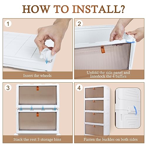 image for HoneySky 4 Tier Plastic Storage Bins 23QT, Stackable Storage Container