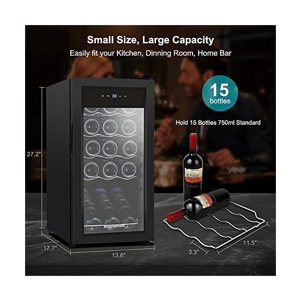 thermomate 15 Bottles Compressor Wine Cooler Refrigerator, Auto Defrost