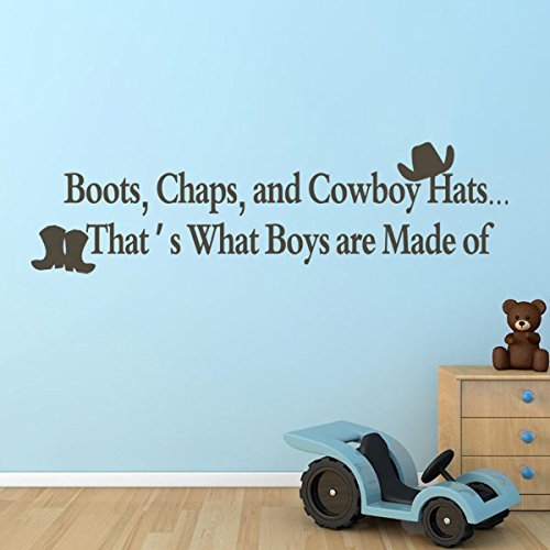 Boots Chaps and Cowboy Hats Vinyl Nursery Wall Decal Boys Nursery Wall Sticker Wall Graphic Wall Mural Home Art Decoration Brown