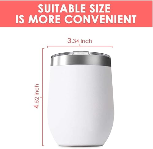 Miniatura 3 de Vaso de vino de 12 onzas con tapa, vaso de vino de acero inoxidable, vaso de vino de doble pared aislado al vacío, tazas de viaje sin tallo