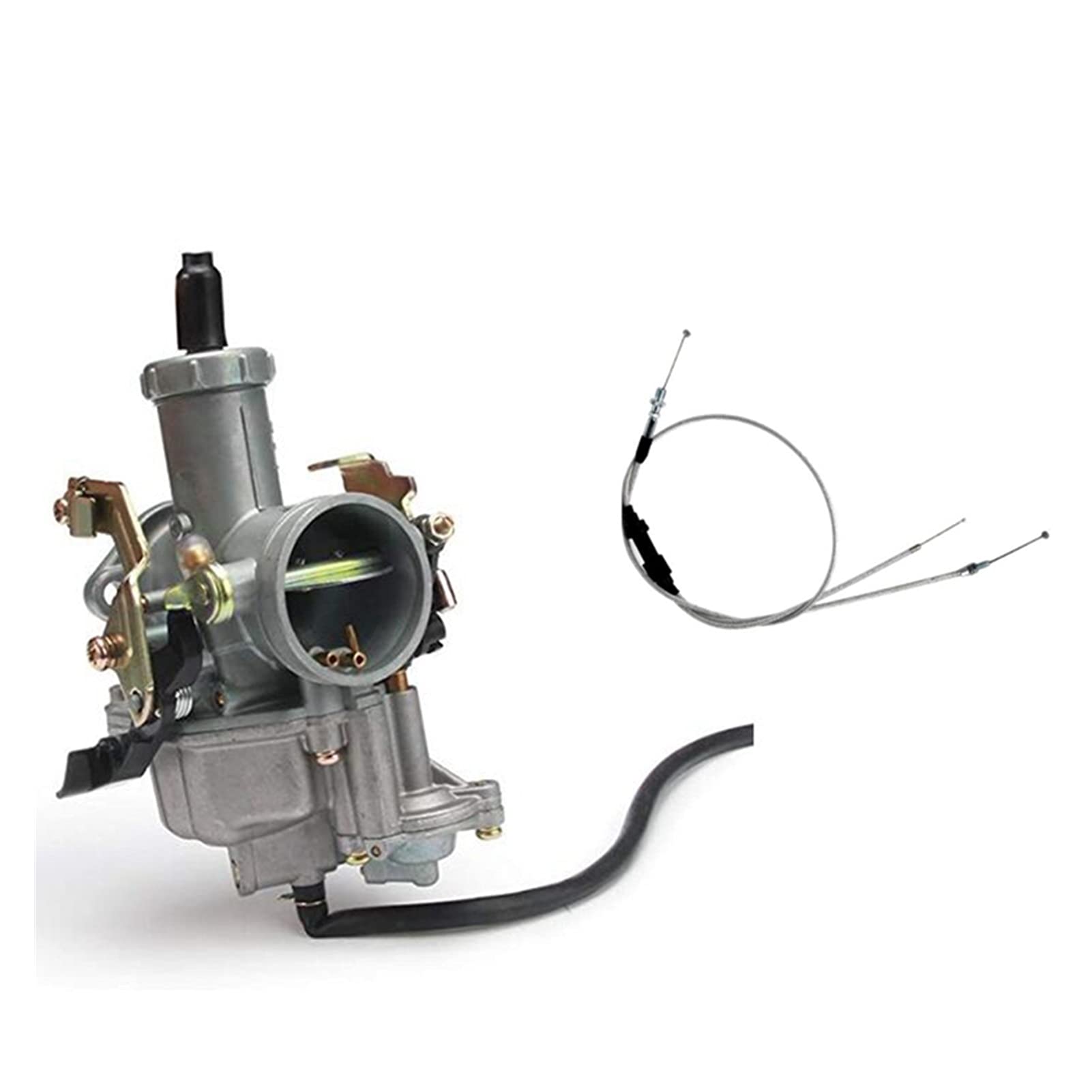 PZ30 30mm Carburetor Accelerating Pump Racing For 200Cc 250Cc Fit For Keihin ABM IRBIS TTR 250 With Throttle Cable (Color : Silver)