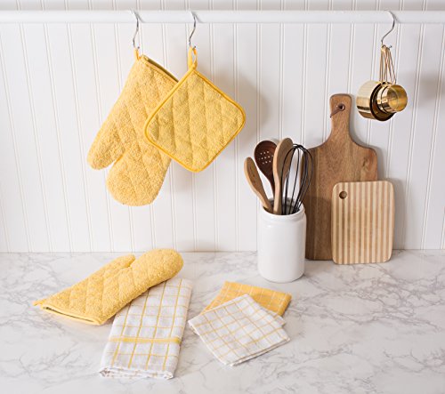 Dii Basic Terry Collection Quilted 100% Cotton, Potholder, Yellow, 3 Piece #TOP1