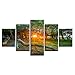 Produktbild lmqyhb 5 Teilig Dekoration Home Wohnzimmer Wandkunst Bild 5 Stücke Wald Sonnenschein Naturlandschaft Poster Modulare Leinwand Malerei Hd Drucke Gerahmt