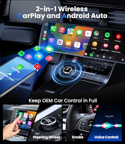 Teeran 2 in 1 Wireless CarPlay and Android Auto Adapter, Easy Setup Plug and Play, Fast Seamless Use Supports 1000+ Cars with Built-in Wired Car Play/Android Auto Compact Sleek Design Car Adapter - view 2