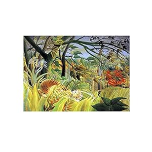 “Tijger in een tropische storm” door Henri Rousseau Schilderij Canvasafdrukken Voor Muur Foto’s Thuis Woonkamer Decoratie Moderne Keuken Muurkunst voor Slaapkamer (70x100cm, niet ingelijst)