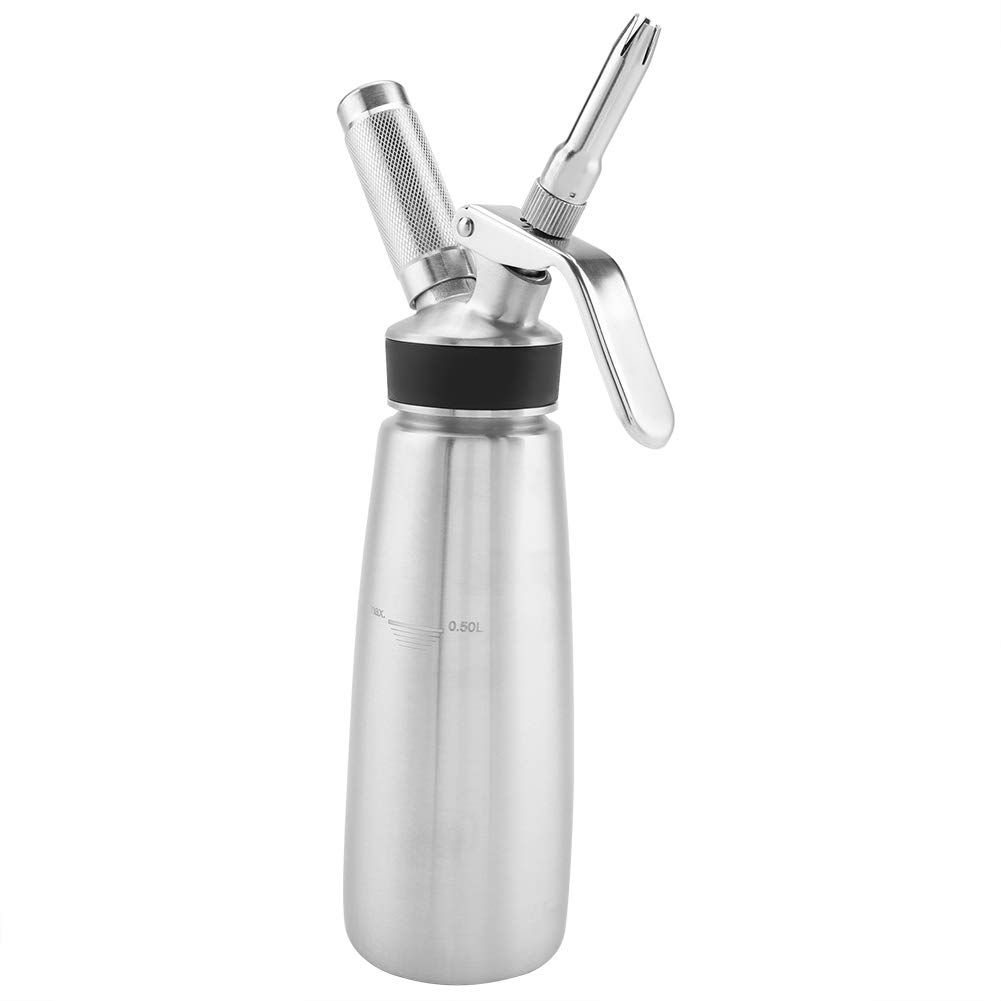 500ml Dessert Dispenser, Stainless Steel Whipped Cream Foamer with Three Nozzles for Dessert Tools, Create Unique Culinary Treats and CustomMade Coffee Drinks (500ML)