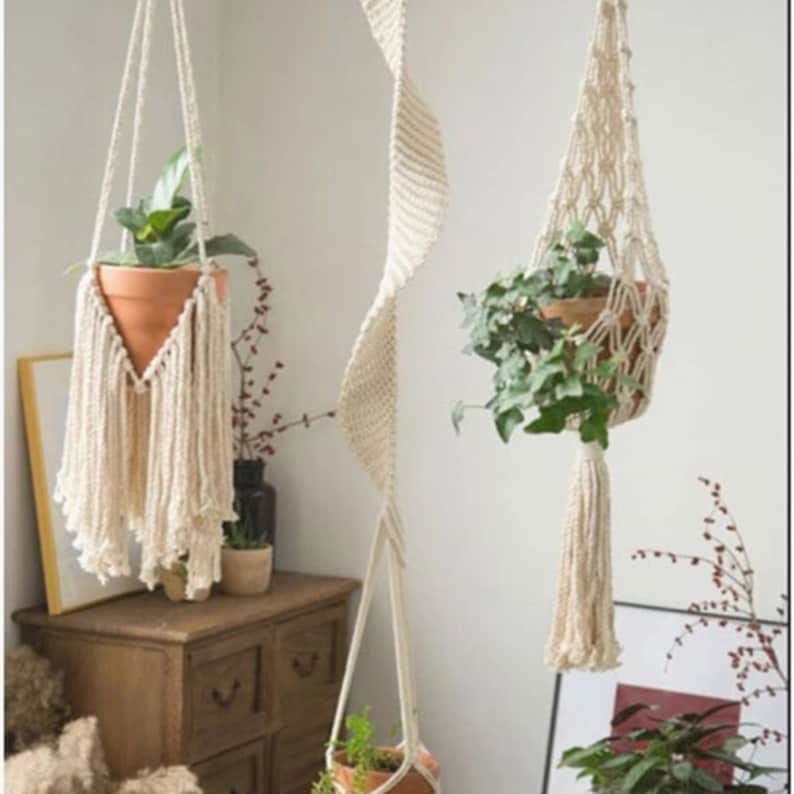 The Top Knott Macrame Plant Hangers Indoor Plant Hanger Cotton Room Handmade Woven Decoration Hanging Flowerpot Plant Hanger Flowerpot Holder Basket (Set of 3) (B0BNN9QNXW) Amazon Price History, Amazon Price Tracker