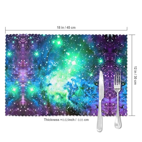 Sets de table en polyester durables et design galaxie violet pour grand format