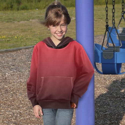 Alizarin Crimson Black Gradient Boys' Fashion Hoodies, Girls' Sweatshirts, Soccer Hoodies for Boys, Size 4T4