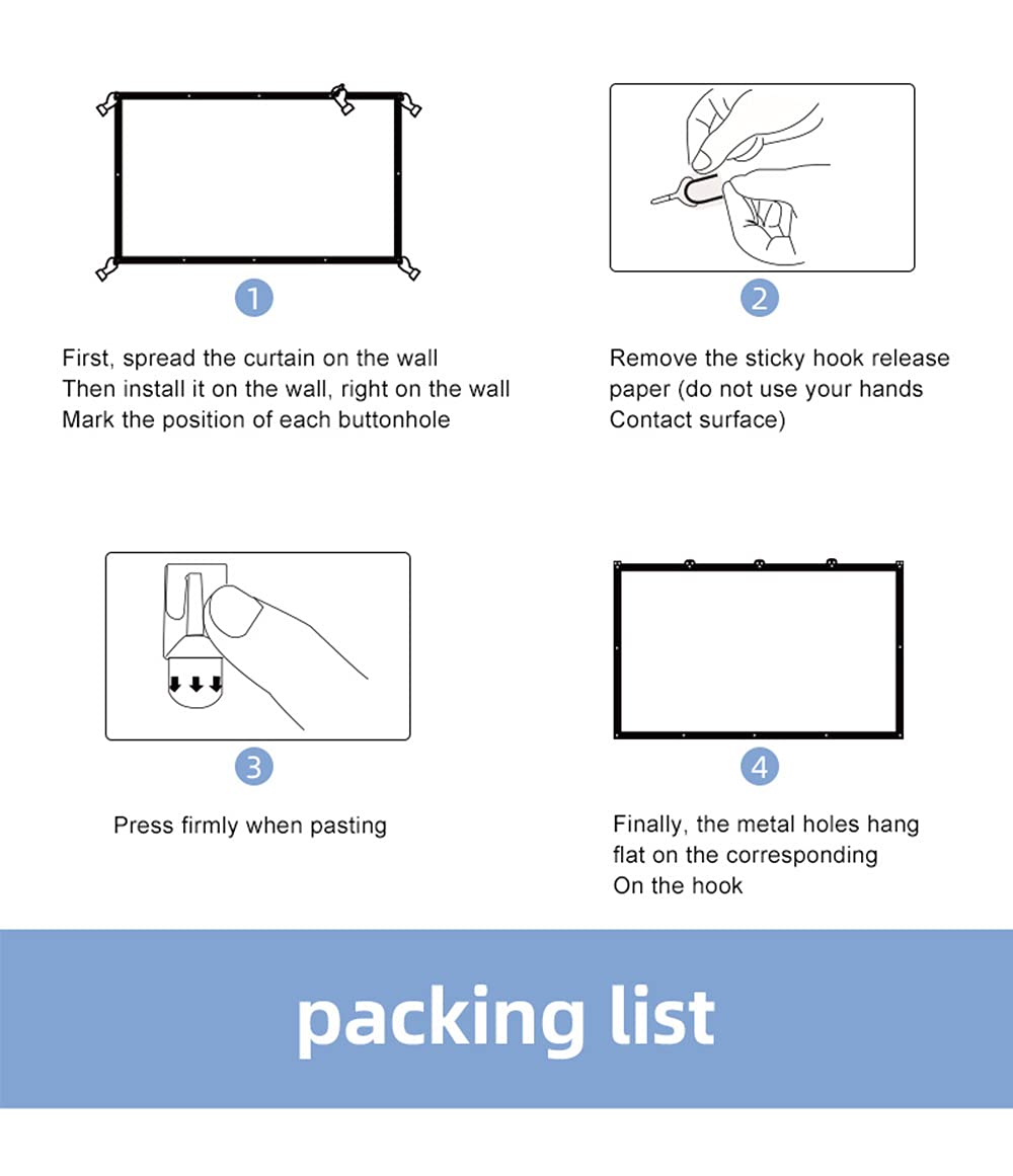 Schermo per proiettore HD da 100 Pollici 16: 9 Schermo da Interno per Esterno Portatile Pieghevole per Film Schermo per Supporto Home Theater Proiezione su Due Lati - Tenda Morbida addensata