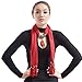LERDU Gift Idea Indian Pear Shaped Stone Pendant Red Scarf Necklace Soft Jersey Infinity Scarf Tassel Jewelry for Women