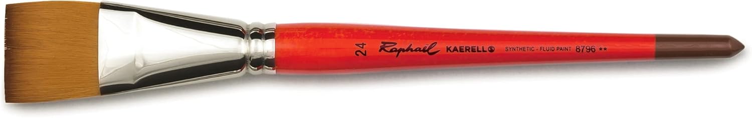 Raphael Kaerell Synthetic Short Handle Watercolor Brush, Flat, 24