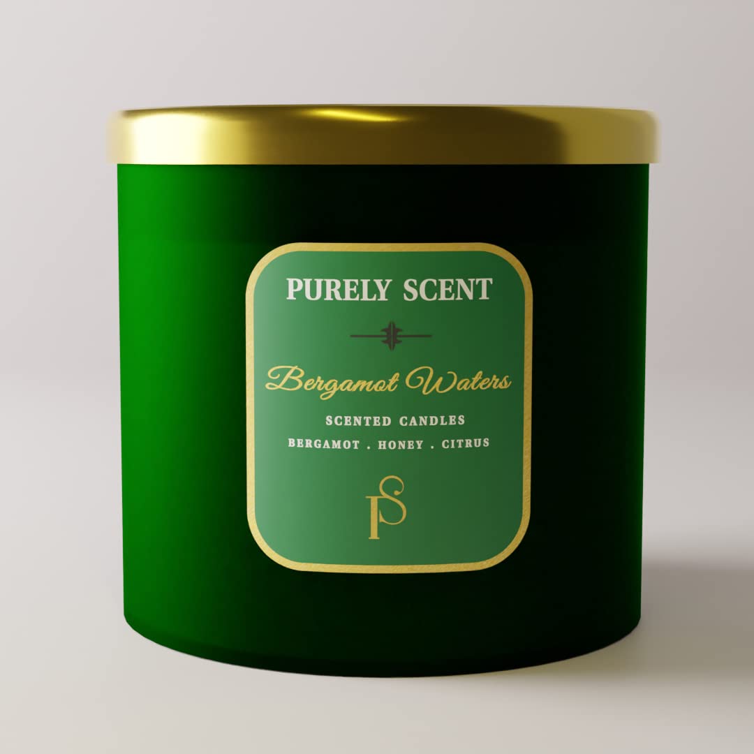 Luxury Soy Wax Scented Candles | Large 400g Bergamot Waters 3 Wick Jar Candles | 10% Essential Oils | Long-Lasting Aromatherapy for Bath, Yoga, Sleep, Wedding, Party & Diwali Gifts