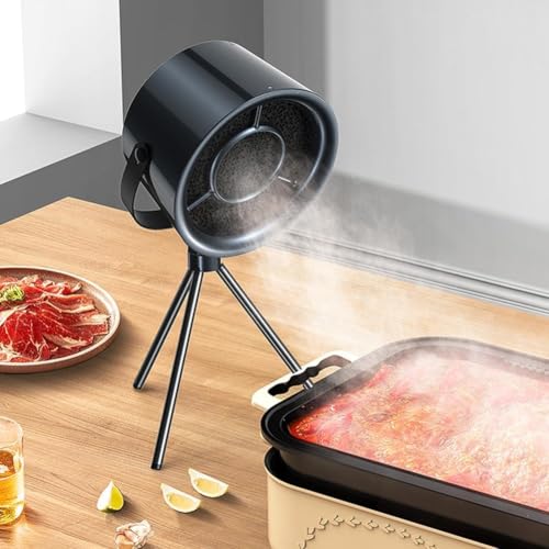 卓上レンジフード ミニ 小型 卓上吸煙機 コンパクトレンジ換気扇 USB充電式 卓上換気扇 3段階風量調節 強力 吸引 ポータブル 低騒音 簡単操作 油汚れ煙を吸収する 卓上クッキング 室内バーベキュー用 (ブラック)