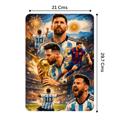 Image of Zesta Bathroom Decor Items Washroom Decor Tin Sign | Aesthetic Posters Wall Poster for Bedroom | Magnetic Cafe Decoration Items /Restaurant Decorations Items | Quirky Home Decor Bar Accent (Messi (4))