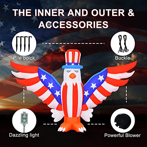 Inflatable Patriotic Independence Day Decoration 9.8 Ft Width Inflate Eagle 4Th Of July Decor Lighted Veterans Memories Day Blow Up Party Decor For Home Outdoor Garden Yard Celebration Décor #TOP6
