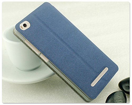 Image of Heartly Gold Sand Sparkle Luxury PU Leather Window Flip Stand Back Case Cover for Xiaomi Miui Mi 4i Dual Sim - Power Blue
