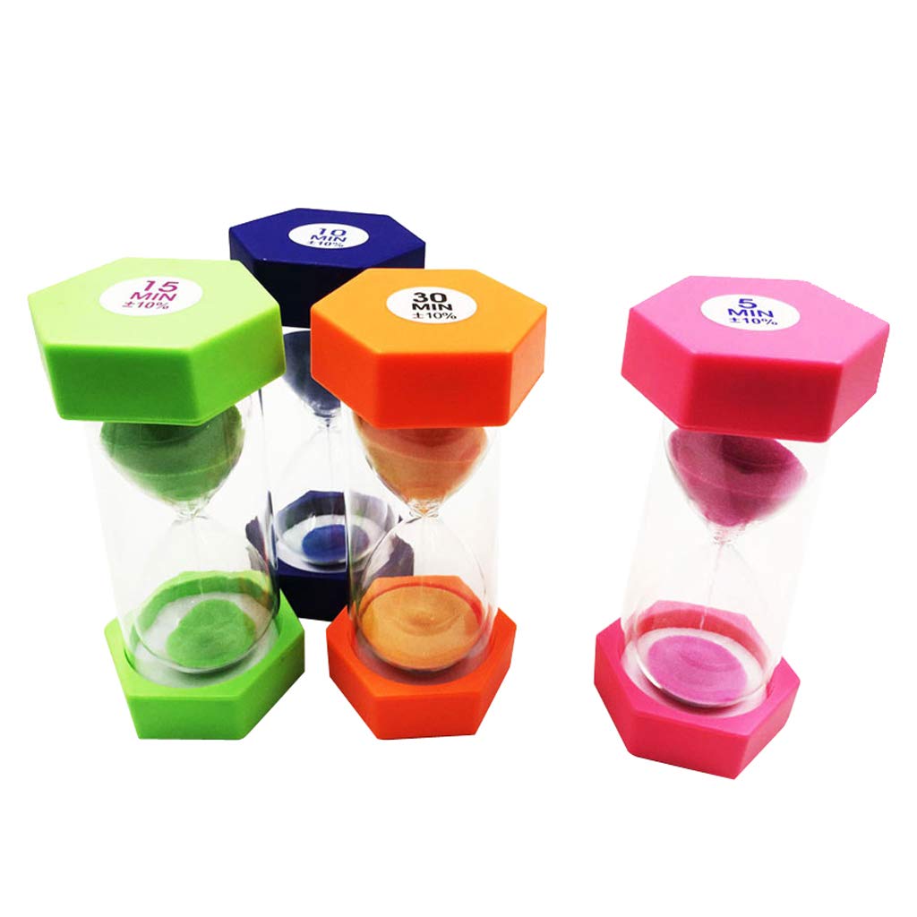 Lot de 4 sabliers pour cuisine, étude, yoga, exercice, jeux, lecture, sauna, salle de bain, café, restaurant – 5, 10, 15, 30 minutes