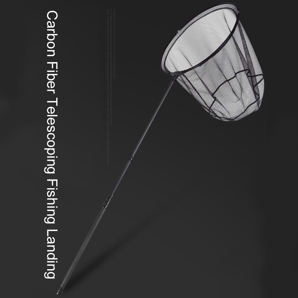 DAZZLEEX Manche télescopique en fibre de carbone - Tête de filet pliable - Pour pêche - Canne à pêche