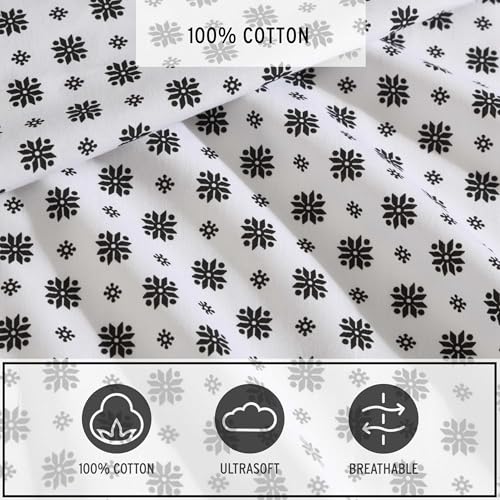 Image of Eddie Bauer - Full Sheet Set, Premium Cotton Percale Bedding Set, Super Soft Home Decor, Oeko-Tex Certified (Fairisle Sprinkle Black, Full)