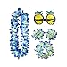 PRETYZOOM Conjunto de Pulsera de Collar de Flores Hawaianas con Gafas de Fiesta Fiesta Tropical Leis Disfraz Diadema Accesorios Disfraces de Fiesta Luau Fiesta 5 Piezas (Azul)