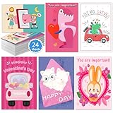 HSHFAMIIY Valentines Day Cards for Kids School, 24 Sheets Valentines Cards for Kid Classroom, Valentine's Day Gifts for Kid-s, Exchange Kid Gifts for School