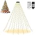 Produktbild HeiPard Lichterkette Weihnachtsbaum 3m, 360 LED 12 Stränge Christbaumbeleuchtung mit Ring, Timer 8 Leuchtmodi Wasserdicht Weihnachtsbeleuchtung außen innen für 240cm bis 350cm Tannenbaum - Warmweiß