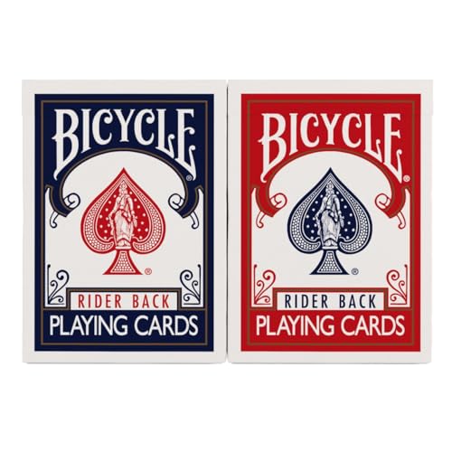 Bicycle Rider Back Playing Cards, Standard Poker Size Deck of Cards, Red &amp; Blue (2 Pack), Classic Cards for Poker, Blackjack, Family Game Night &amp; Card Games, Fun for All Ages