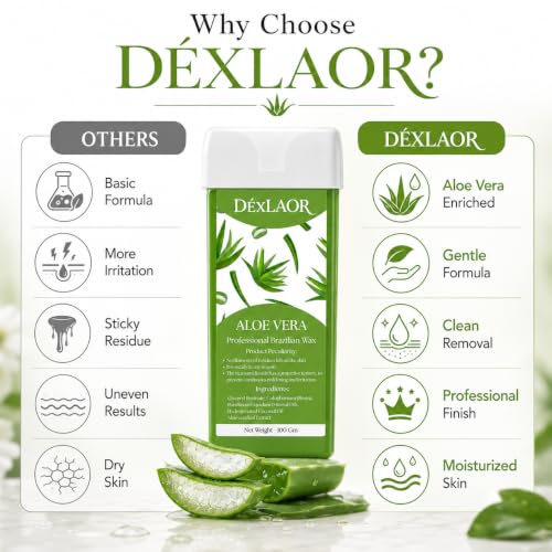 Image of Women Liposoluble Soft Wax Refill Roll-on Cartridge for Full Body Waxing Hair Removal (Aloe Vera)