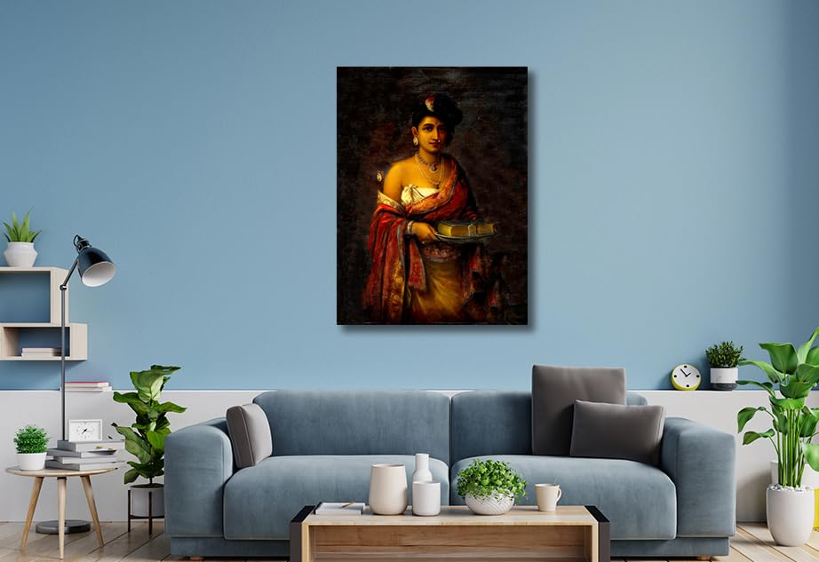 Image of Sikhash Raja Ravi Varma Canvas Paintings Classic Art The Maharani of Travancore, Indian Art, Famous Artist, Wall Painting for Living Room, Bedroom, Office, Unframed, Multicolor Fabric (Size - 23x17 inches (58x43 cms) 320 GSM, Pack of 1)