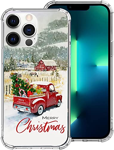 Saijing Christmas Tree Red Truck Aesthetic Pattern Phone Case Compatible With Iphone 13 Pro Max, Slim Fit Shockproof Drop Full Body Protection Case Cover For Iphone 13 Pro Max(2021) 6.7” #TOP4
