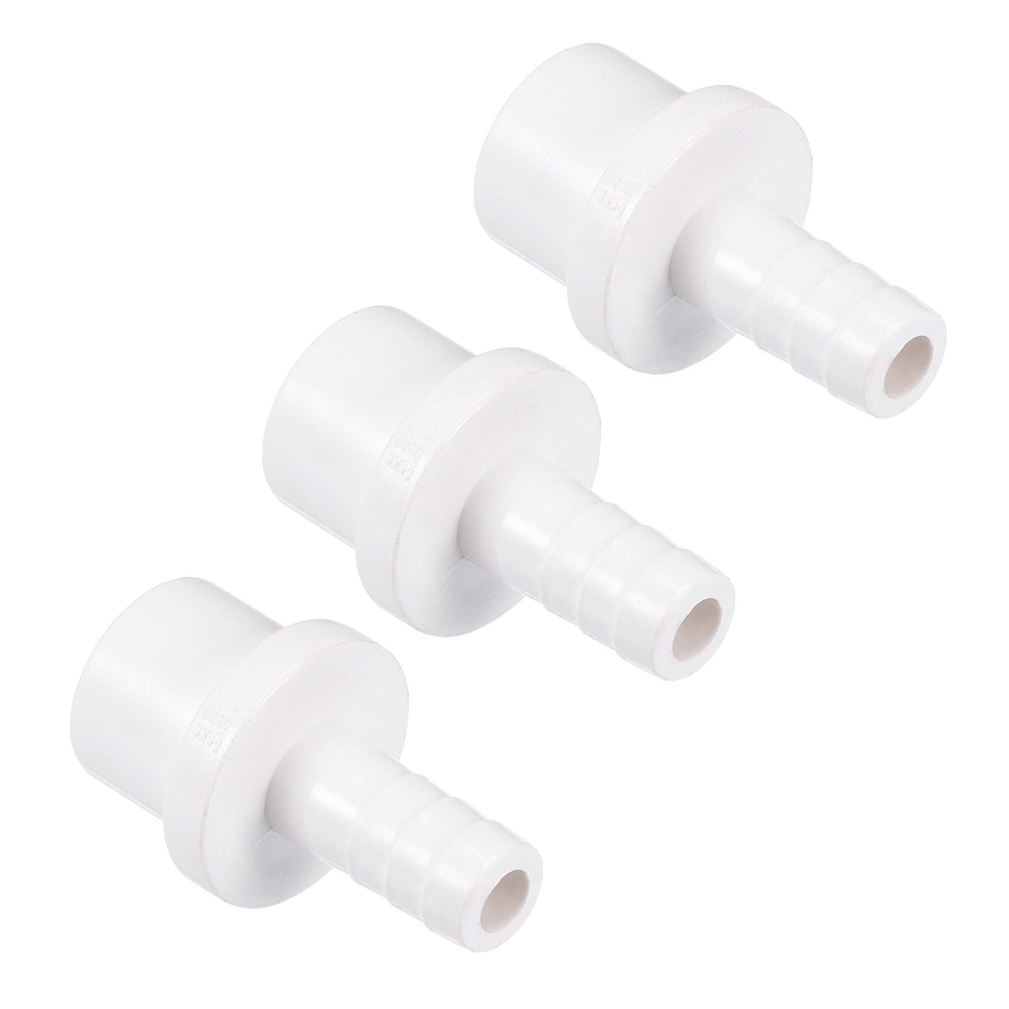 TA-VIGOR PVC Pipe Fitting, 12mm Barb x 20mm Spigot Straight Tube Adapter, Hose Barb Connector Quick for Water Hose, Irrigation, Garden, Plumbing Pipes (3PCS, White)