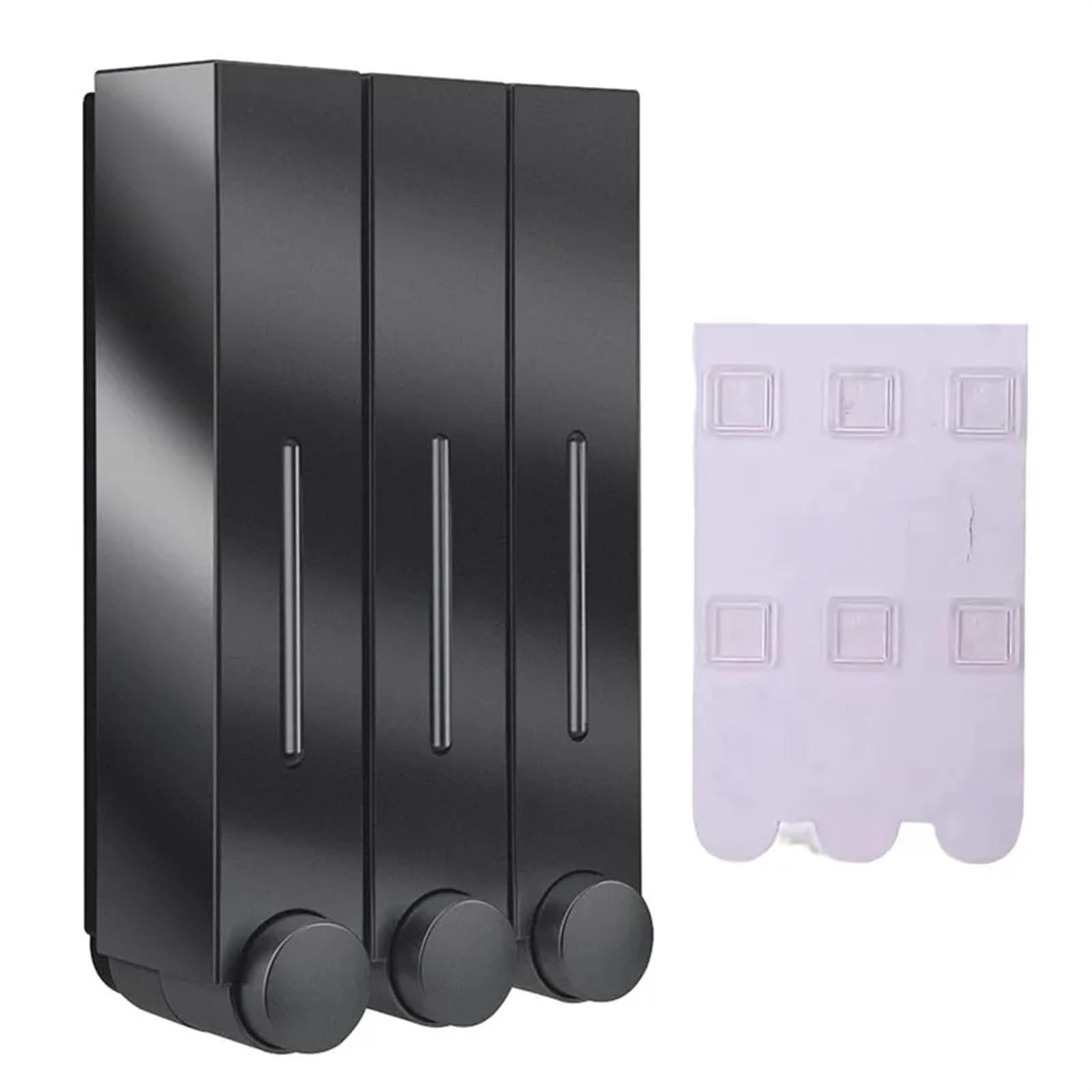 Dispensador de jabón montado en la pared para baño, dispensador de jabón líquido, champú y gel de ducha, color negro, fácil instalación
