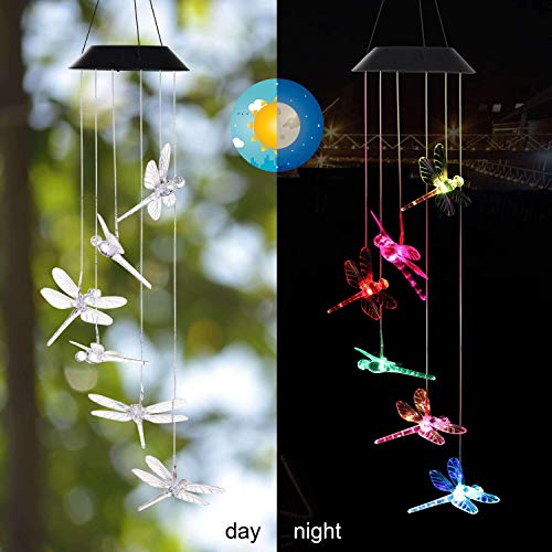 Preisvergleich Produktbild Nice Dream Libelle Windspiele für Draußen, Solarbetrieben Farbwechselnde Windspiel mit LED-Beleuchtung, Wasserdicht Gartenbeleuchtung Deko für Terrasse, Garten, Festival