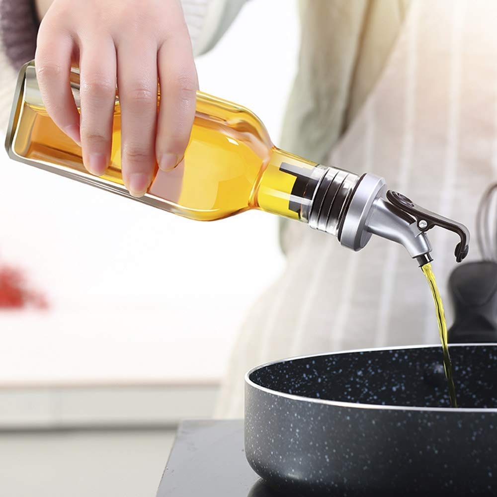 4 Piezas de Botellas de Jarra de Especias de Vidrio con Tops de dispensadores y Caddie de organización