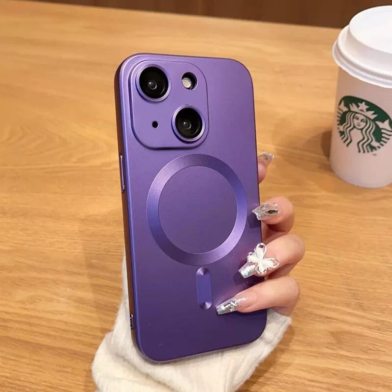Image of LuxuryKase Premium MagSafe Case for iPhone 13 Mini | Shockproof & Anti-Scratch Cover | Soft Silicone with Wireless Charging | Camera Lens Guard - Purple