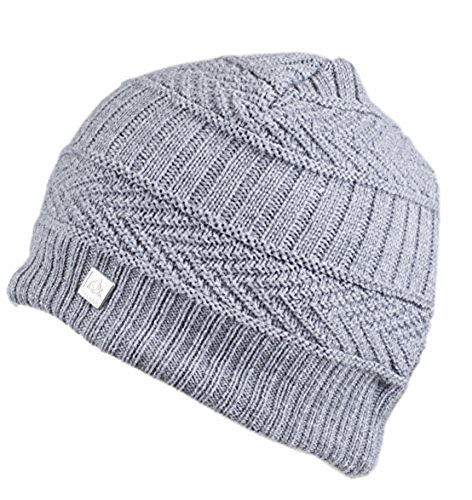 Olann Grey Woven Detail Beanie - Irish Knit Beanie Hat Winter Warm Thick - Great Gift for Women and...