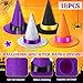 36 Pieces Mini Halloween Witch Decorations Include 18 Mini Felt Witch Hats Wine Bottle Covers Toppers with Ribbon and 18 Mini Witch Straw Broom with Red Ropes for Halloween Party Supplies Accessories