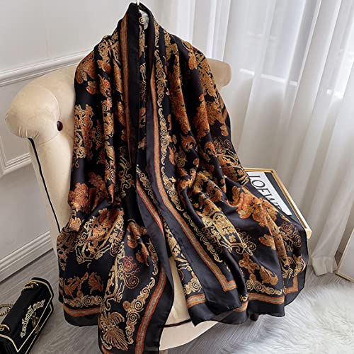 Image of ZDMHSH Fashion Scarves Scarf 100% Silk Feeling Scarf Silk Like Scarves Long Lightweight Sunscreen Shawls for Women