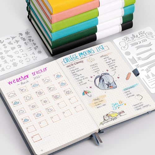 AHGXG Caderno pontilhado com 320 páginas numeradas, caderno A5 grosso, papel pontilhado de 100 g/m²,