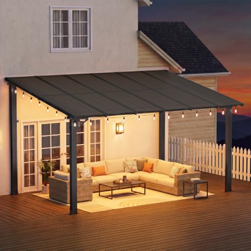 Aoxun 12’x10’ Gazebo for Patio, Gazebo Pergola with Sloped Roof, Black - Image 2