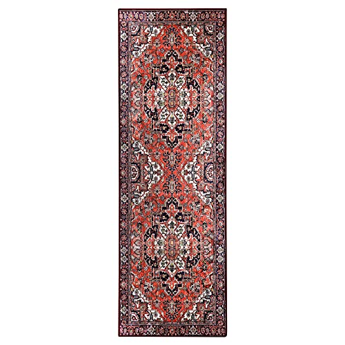 Misiffa Oriental Area Rug Runner, 2'X6' Hallway Non-Slip Washable Rug Runner Medallion Throw Kitchen Runner Rug Vintage Red Carpet Runner For Entryway Bedroom Foyer Bathroom (Red, 2X6Ft) #TOP1