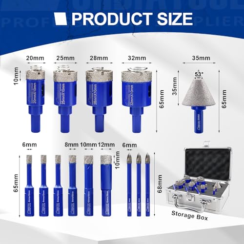 Kit de brocas de diamante con vástago triangular 14 piezas miniatura 5