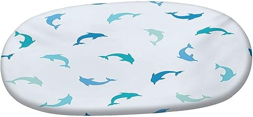 Miniatura 10 de Oval Fitted Tablecloth, Sea Animals Decor Elasticized Polyester Table Cover,Three Orca Killer Whalesin Different Print Fitted Table Cloth, Fits Oval