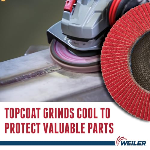 Image of Weiler 50104 Saber Tooth 5 /8 inch-11 Arbor, 4-1 /2 inch Diameter, 36 Grit, Ceramic, Phenolic Backing, Angled Abrasive Flap Disc (Pack of 10)