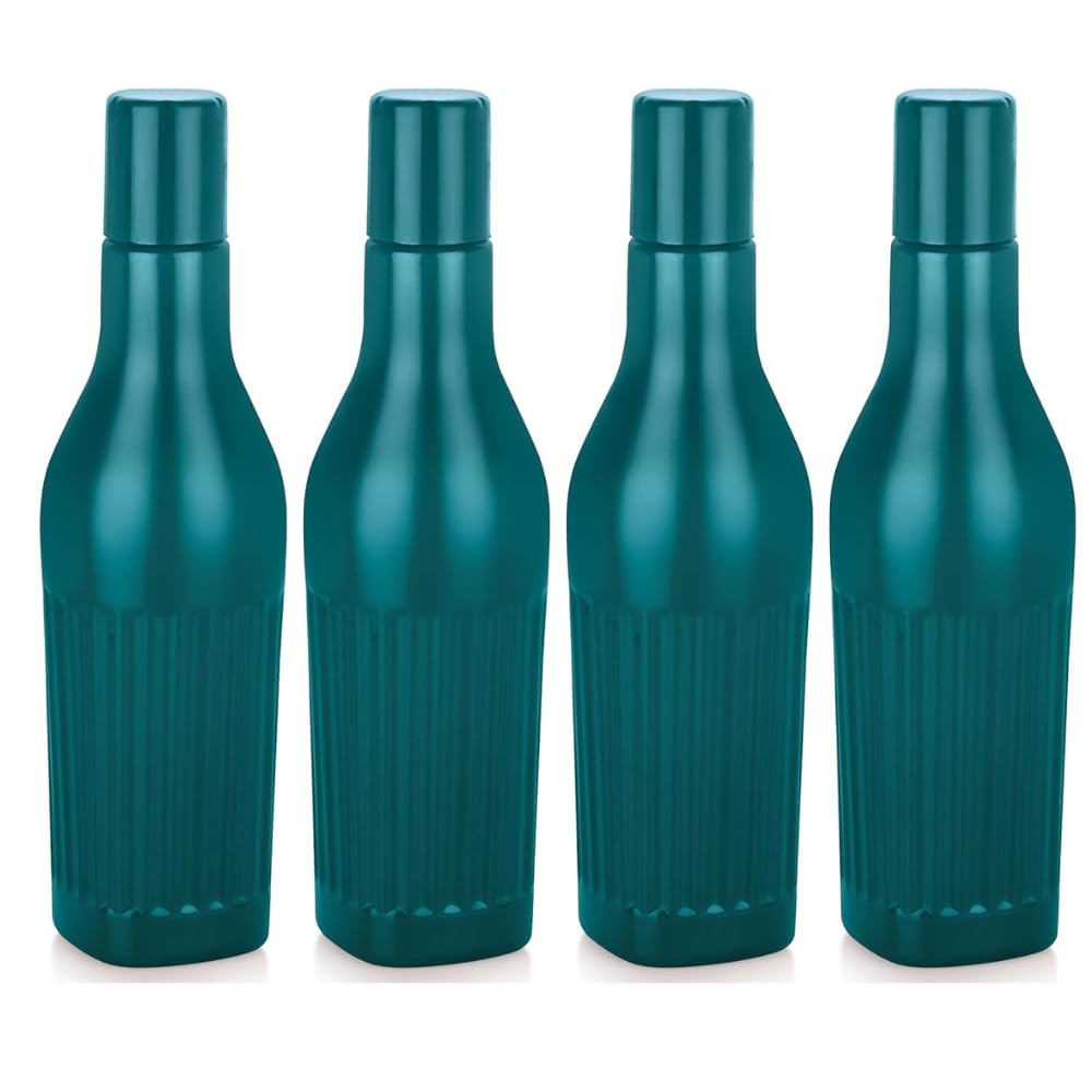 Visual Imperial Water Bottle 1000ml | Pack OF 4 | Strong & Sturdy | Durable | Unbreakable | Stylish Look | BPA Free | Fridge Bottle For Home, Office (Blue)