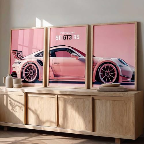Image of walllane Big Porsche Car Framed Posters Gift Items for Boys Room Wall Decoration Bedroom Living Room Office Studio Decor | Car Poster Frame for Wall Decor Set Of 3 Size (19x25 inch), Framed